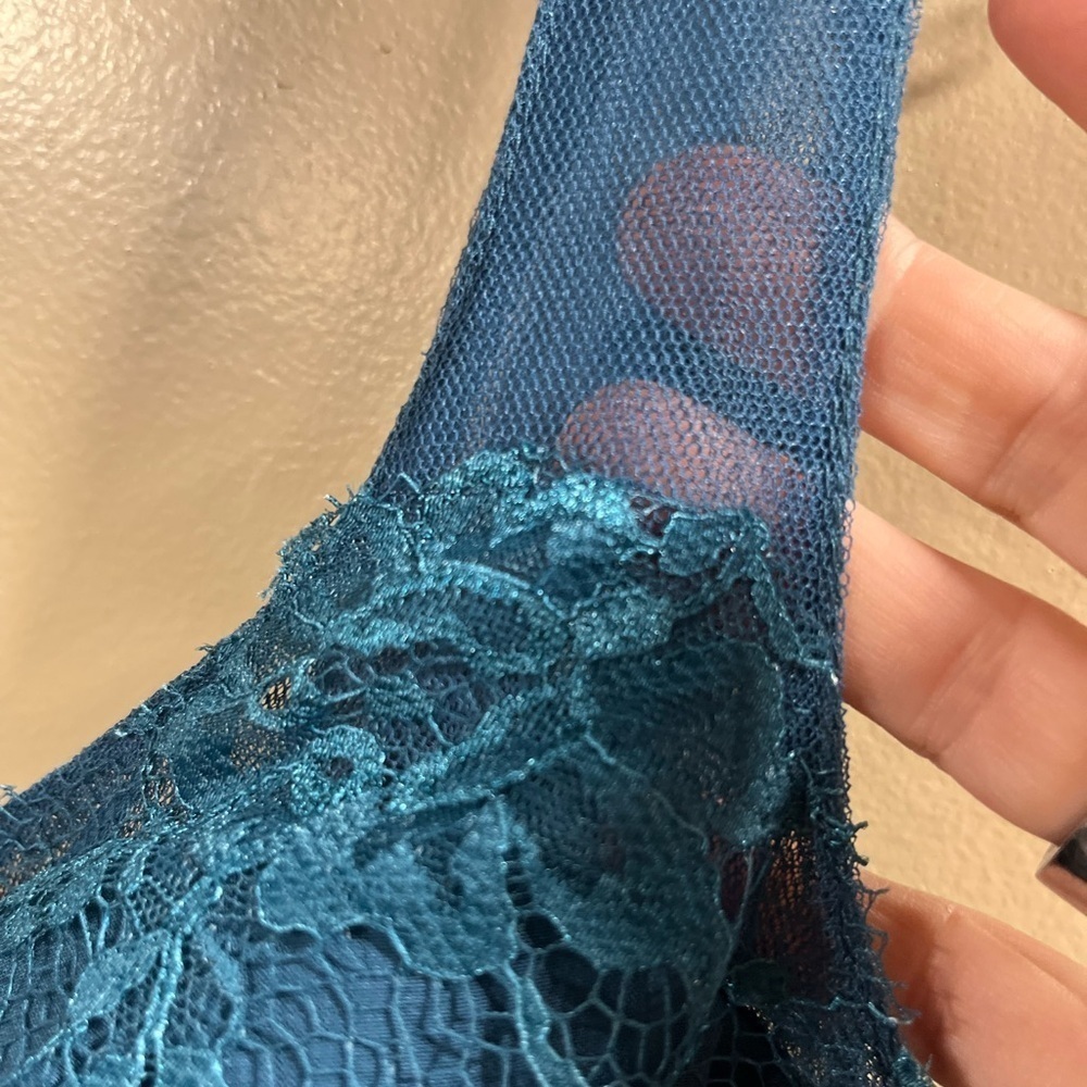 JJ’S House Formal Sleeveless Long Gown Lace and Tulle Teal Blue Size 6 NWT Prom - Picture 4 of 13